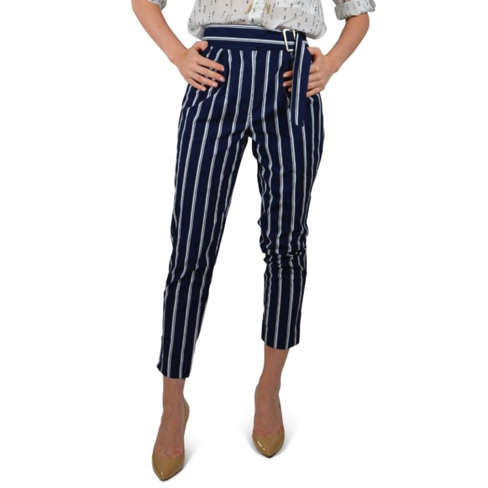 NWT | J.O.A | 100% Cotton Stripe Taper Pant | Navy & White